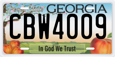 GA license plate CBW4009