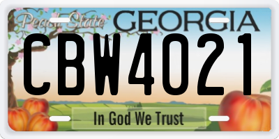 GA license plate CBW4021