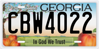 GA license plate CBW4022