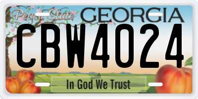 GA license plate CBW4024