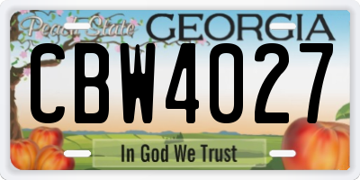 GA license plate CBW4027