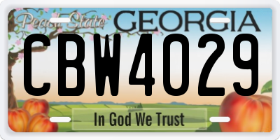 GA license plate CBW4029