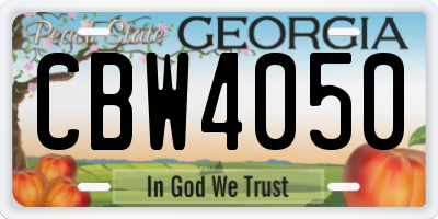 GA license plate CBW4050