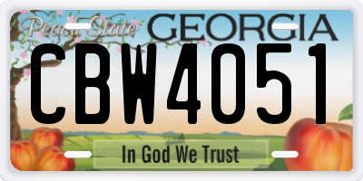 GA license plate CBW4051