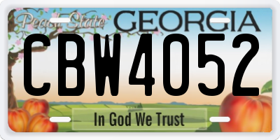 GA license plate CBW4052