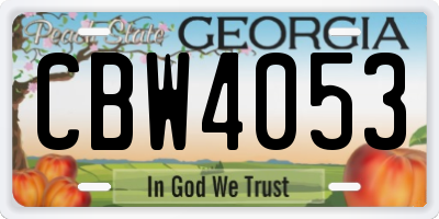 GA license plate CBW4053