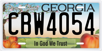 GA license plate CBW4054