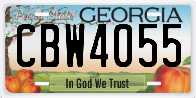 GA license plate CBW4055