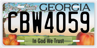 GA license plate CBW4059