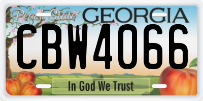 GA license plate CBW4066