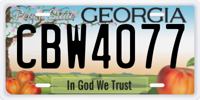 GA license plate CBW4077