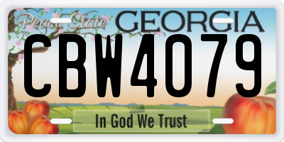 GA license plate CBW4079
