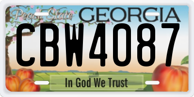 GA license plate CBW4087