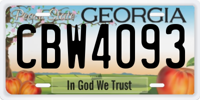 GA license plate CBW4093