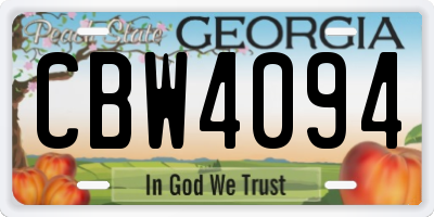 GA license plate CBW4094
