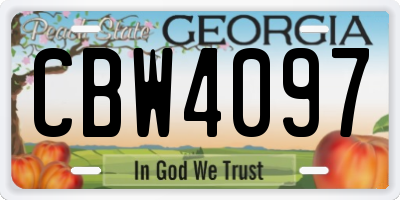 GA license plate CBW4097