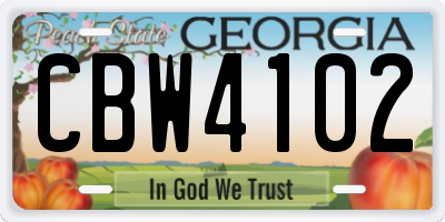 GA license plate CBW4102