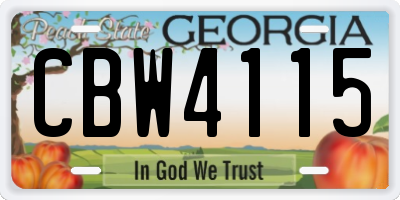 GA license plate CBW4115