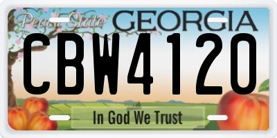 GA license plate CBW4120