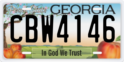 GA license plate CBW4146