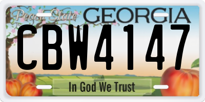 GA license plate CBW4147