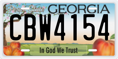 GA license plate CBW4154