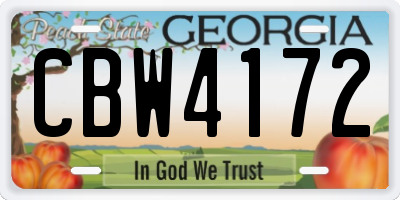 GA license plate CBW4172