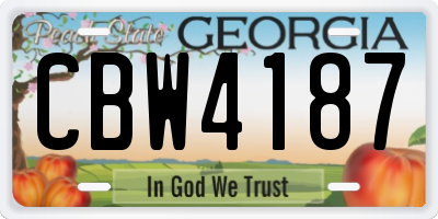 GA license plate CBW4187