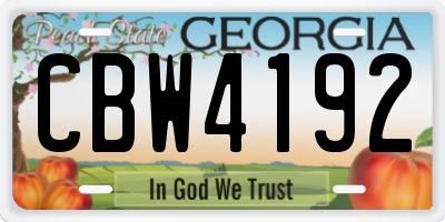 GA license plate CBW4192