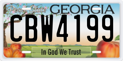 GA license plate CBW4199