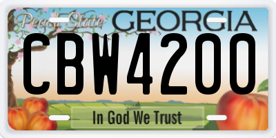 GA license plate CBW4200
