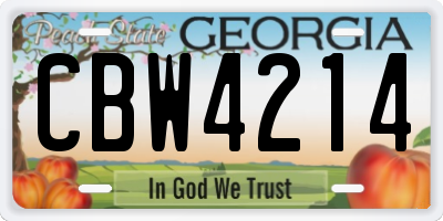 GA license plate CBW4214
