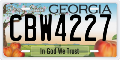 GA license plate CBW4227