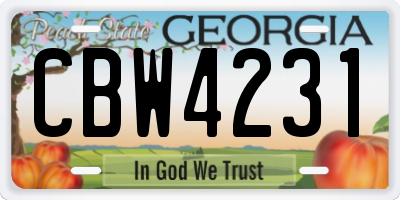 GA license plate CBW4231