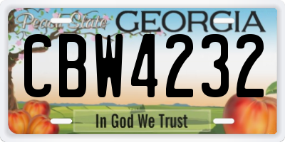 GA license plate CBW4232