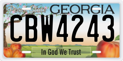 GA license plate CBW4243