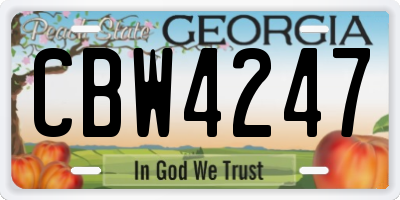 GA license plate CBW4247