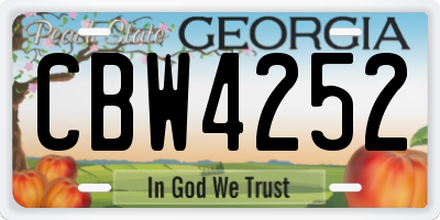 GA license plate CBW4252