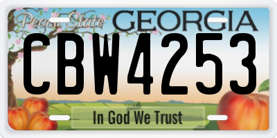 GA license plate CBW4253
