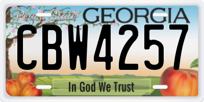 GA license plate CBW4257