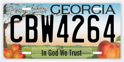 GA license plate CBW4264