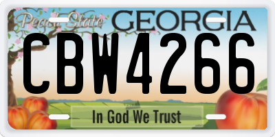 GA license plate CBW4266