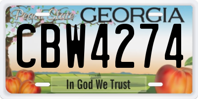 GA license plate CBW4274