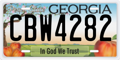 GA license plate CBW4282
