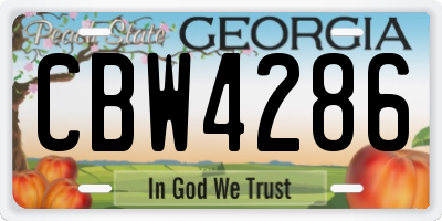 GA license plate CBW4286