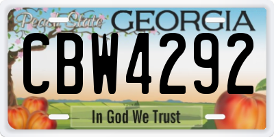 GA license plate CBW4292