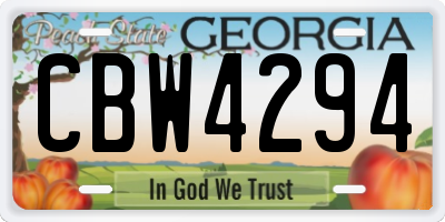 GA license plate CBW4294