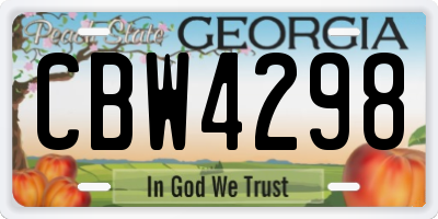 GA license plate CBW4298