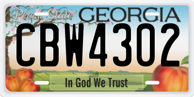 GA license plate CBW4302