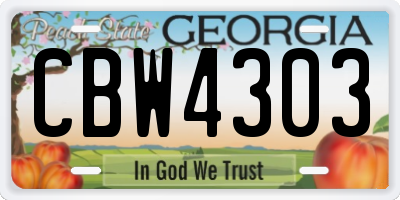 GA license plate CBW4303
